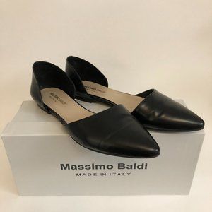 Massimo Baldi Black open side flats. Size 38
